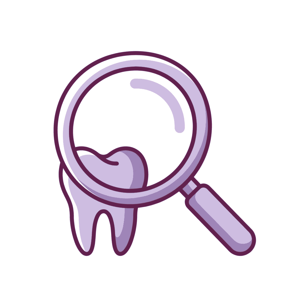 Tooth under magnifying glass for dental health check.
