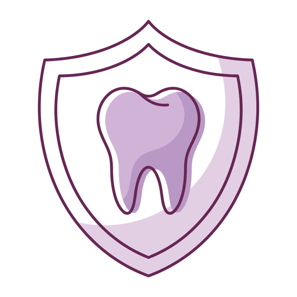 Tooth inside a shield representing dental protection and oral health.